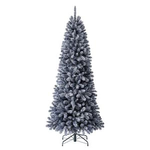 7 ft. Blue Prelit Pencil LED Artificial Christmas Tree with 350 Warm Lights