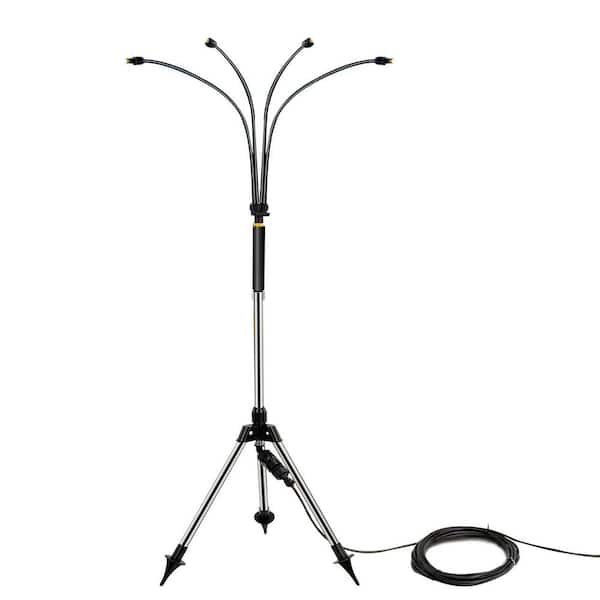 Oyezvary Adjustable 4.1 ft. Standing Outdoor Patio Misting Cooling System Stainless Steel Tripod with 26.2 ft. Hose 5 Nozzles