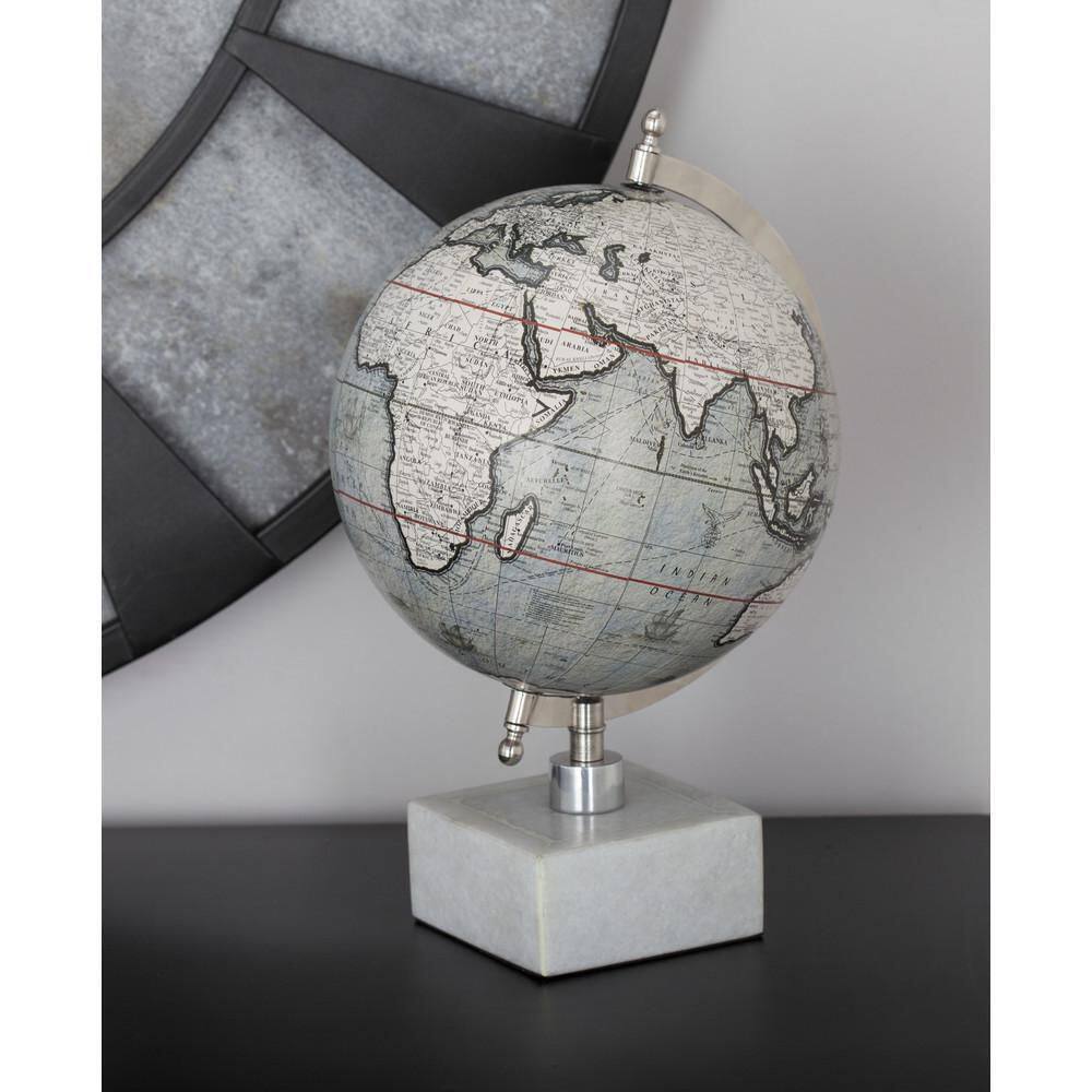 Gray Marble and Metal Modern Decorative Globe