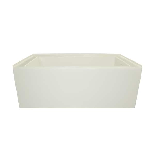 Sydney 60 in. Acrylic Rectangle Alcove Left Drain Soaking Tub in White with Matching Linear Integral Overflow