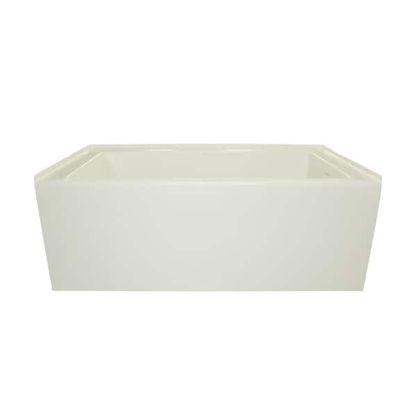 Sydney 60 in. Acrylic Left Drain Rectangle Alcove Soaking Bathtub in White with Matching Linear Integral Overflow