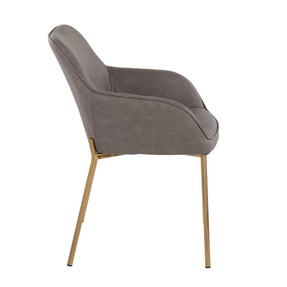 Daniella Gold Steel and Gray Faux Leather Dining Chairs, Set of 2