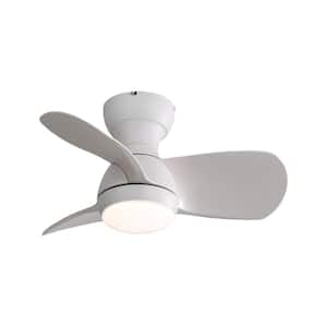 23 in. W Indoor White Small LED Ceiling Fan With 3 Color Dimmable and Remote Control, 3 White ABS Blades