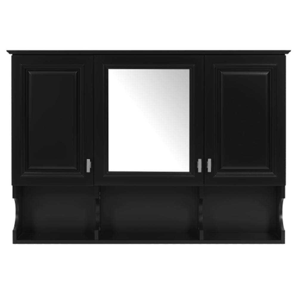 Crescent 41 in. W x 28.7 in. H Rectangular MDF Modern Wall Mounted Bathroom Medicine Cabinet with Mirror in Black price history on PriceWatchPro