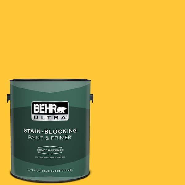 BEHR ULTRA 1 gal. #330B-7 Sunflower Extra Durable Semi-Gloss Enamel Interior Paint & Primer