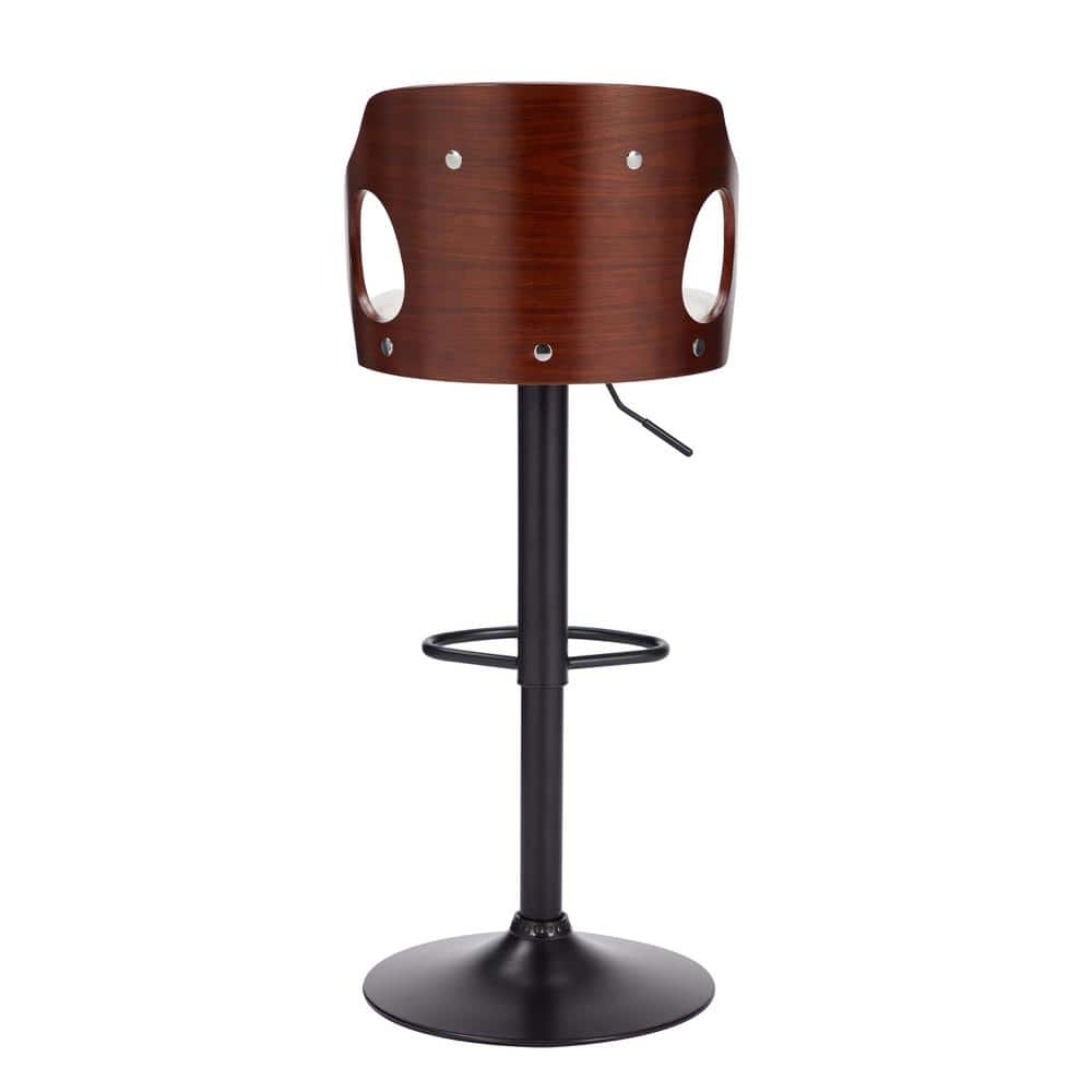 Adjustable White Faux Leather Swivel Bar Stools with Arms