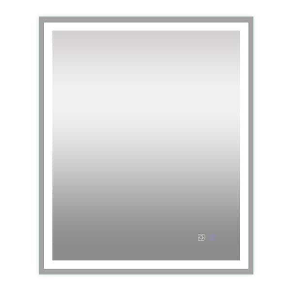 Unbranded 36.00 in. W x 30.00 in. H Rectangular Frameless Anti-Fog Wall Mount Bathroom Vanity Mirror in White