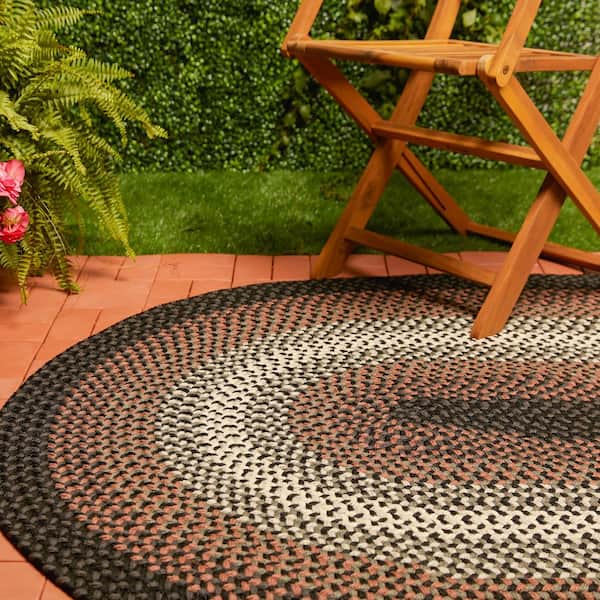 Pioneer Black Multi 4 ft. x 6 ft. Oval Indoor/Outdoor Braided Area Rug