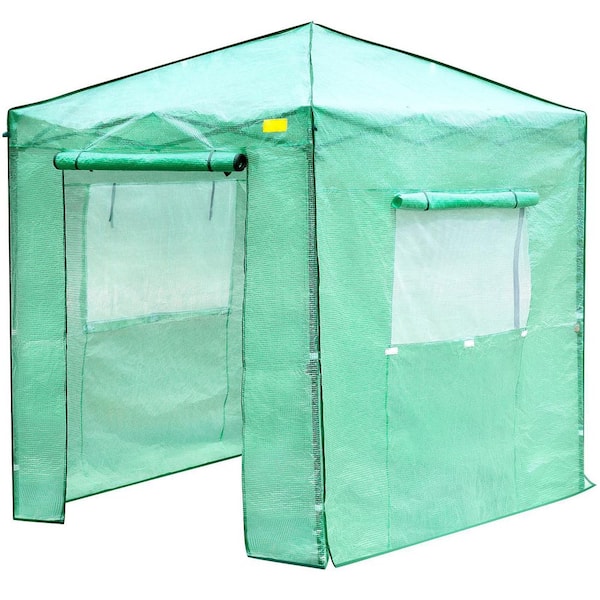 SKYSHALO 8 ft. x 6 ft. x 8 ft. Pop-Up Greenhouse, Set Up in Minutes, Portable Greenhouse with Doors and Windows. High Strength PE