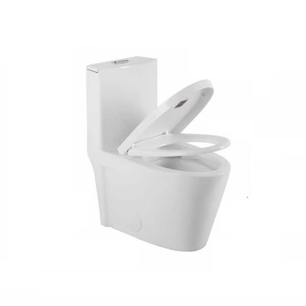 1.1/1.6 Dual Flush Elongated Comfort Height Floor Mounted 1-Piece Toilet  with Soft Close Seat, White