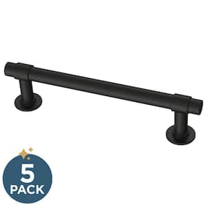 4 in. (102 mm) Classic Bar Cabinet Pull in Matte Black with Antimicrobial Properties (5-Pack)