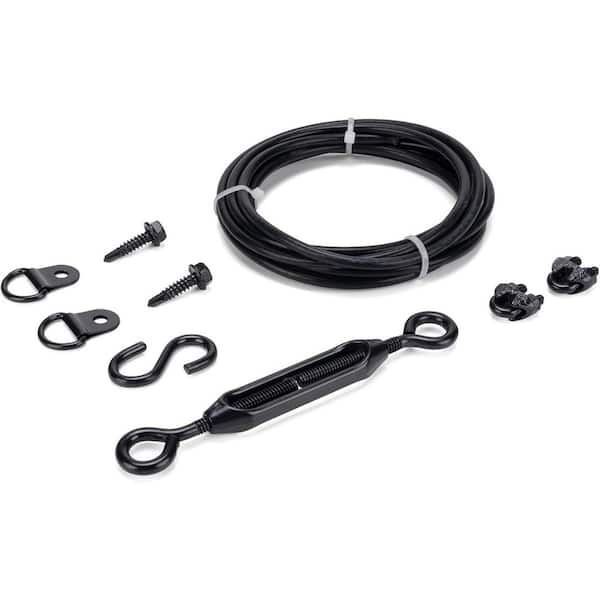 Anti-Sag Gate Kits for Wooden Fence Durable Zinc and Steel Support Cable Outdoor Repair Black