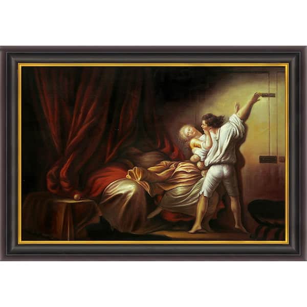 LA PASTICHE 33 in. x 45 in. "The Bolt c. 1778" by Jean-Honore Fragonard Framed Wall Art
