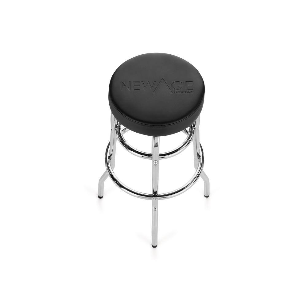 Chrome-Base Matte Black Swivel Adjustable Height Stool with Foam Padding
