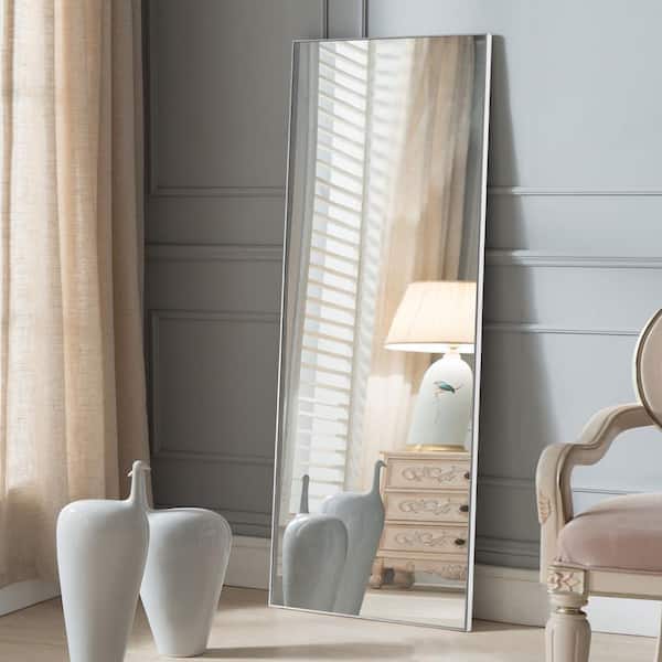 Dovelina Oversized Silver Plastic Beveled Glass Glam Mirror (65 in. H X 22 in. W)