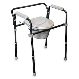 Universal Bedside Commode, 23 in. x 24 in. Extra Wide Commode Chair Toilet Seat with Removable Bucket for Seniors
