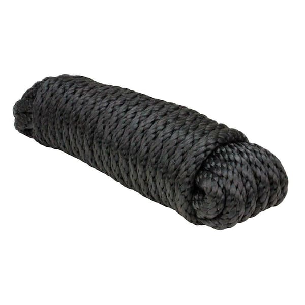 Extreme Max Solid Braid MFP Utility Rope - 5/8 in. x 50 ft., Black