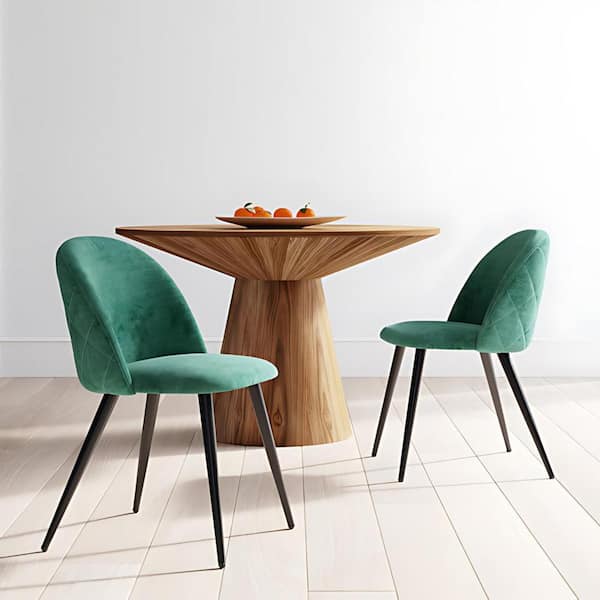 Homy Casa Zomba Green Fabric Upholstered Side Dining Chairs ( Set of 2)
