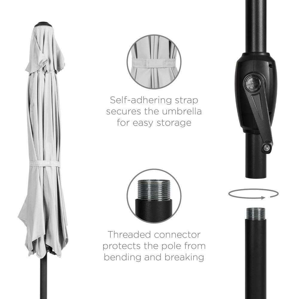 Fog Gray 7.5ft Heavy-Duty Outdoor Market Patio Umbrella with Steel Pole