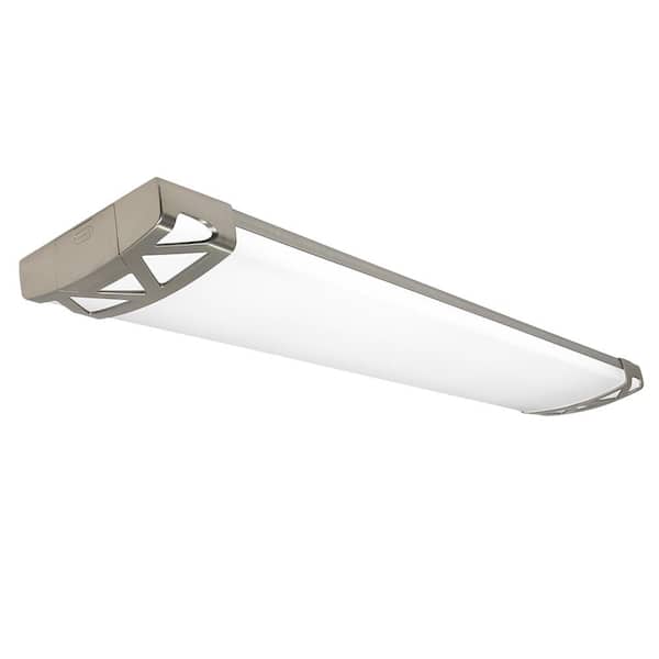 2-Pack 4 ft. Brushed Nickel Triangle End Caps 5250LM 75W Integrated LED Wraparound Light Adjustable CCT Night Light
