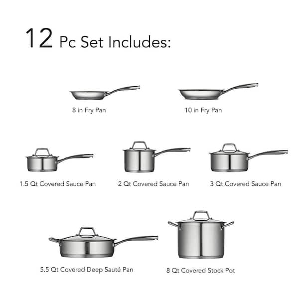 Tramontina Cookware Set Stainless Steel Tri-Ply Base, 80101/203Ds 