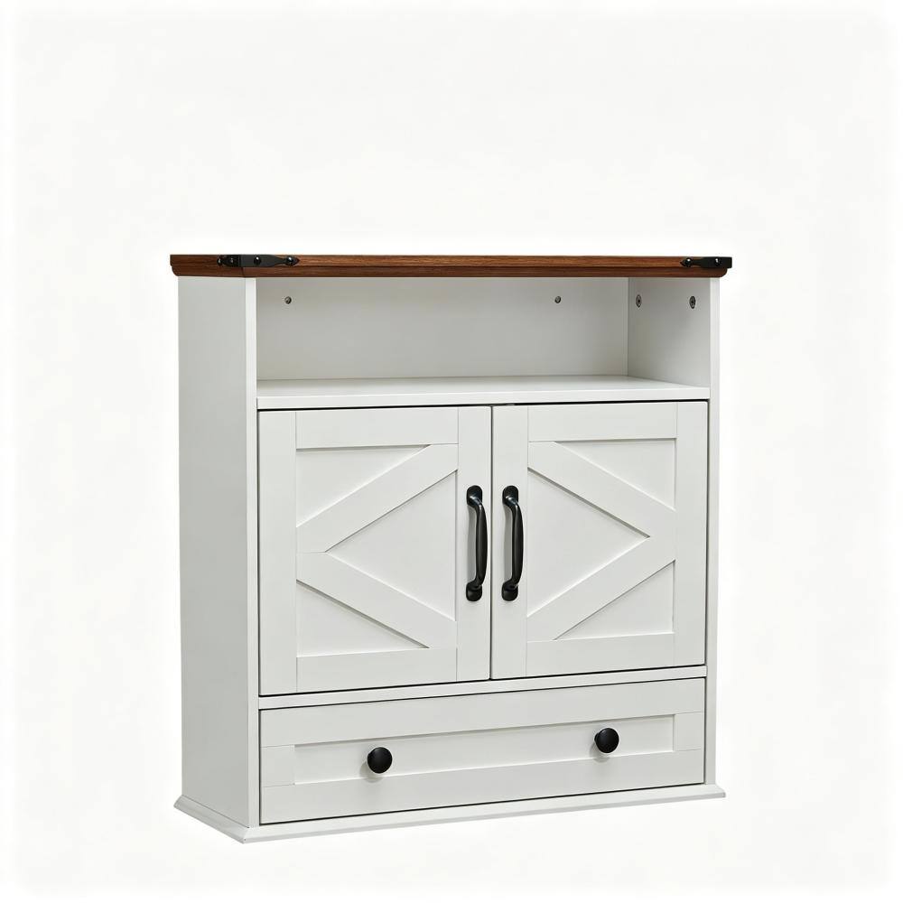24.02 in. W x 25 in. H Rectangular Wood Medicine Cabinet without Mirror in White with Double Barn Doors price history on PriceWatchPro