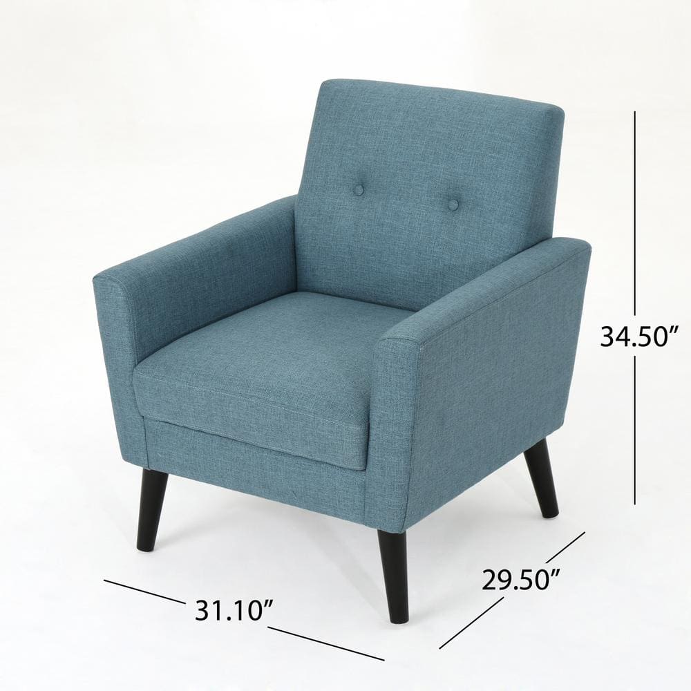 Mid-Century Blue Wood Club Chair with Dark Brown Legs