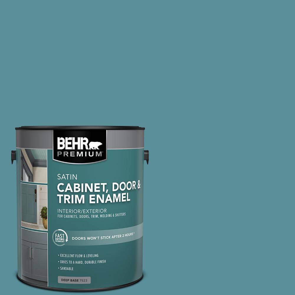 BEHR PREMIUM 1 gal. HDCAC23A Cabana Blue Satin Enamel Interior/Exterior Door & Trim