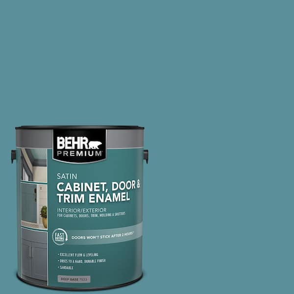 BEHR PREMIUM 1 gal. #HDC-AC-23A Cabana Blue Satin Enamel Interior/Exterior Cabinet, Door & Trim Paint