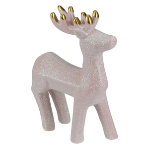 6 in. Glittery Pink Ceramic Reindeer Christmas Figure