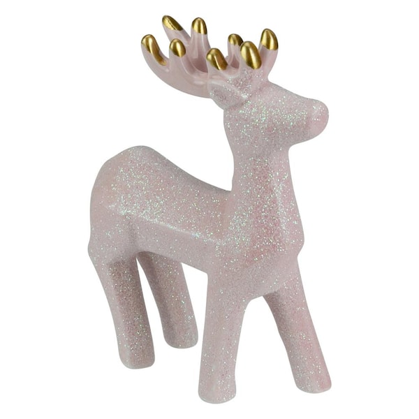 Northlight 6 in. Glittery Pink Ceramic Reindeer Christmas Figure