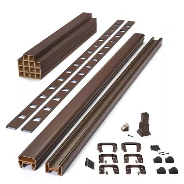 Transcend 6 ft. x 42 in. Vintage Lantern Composite Horizontal Deck Rail Kit with Matching square composite balusters