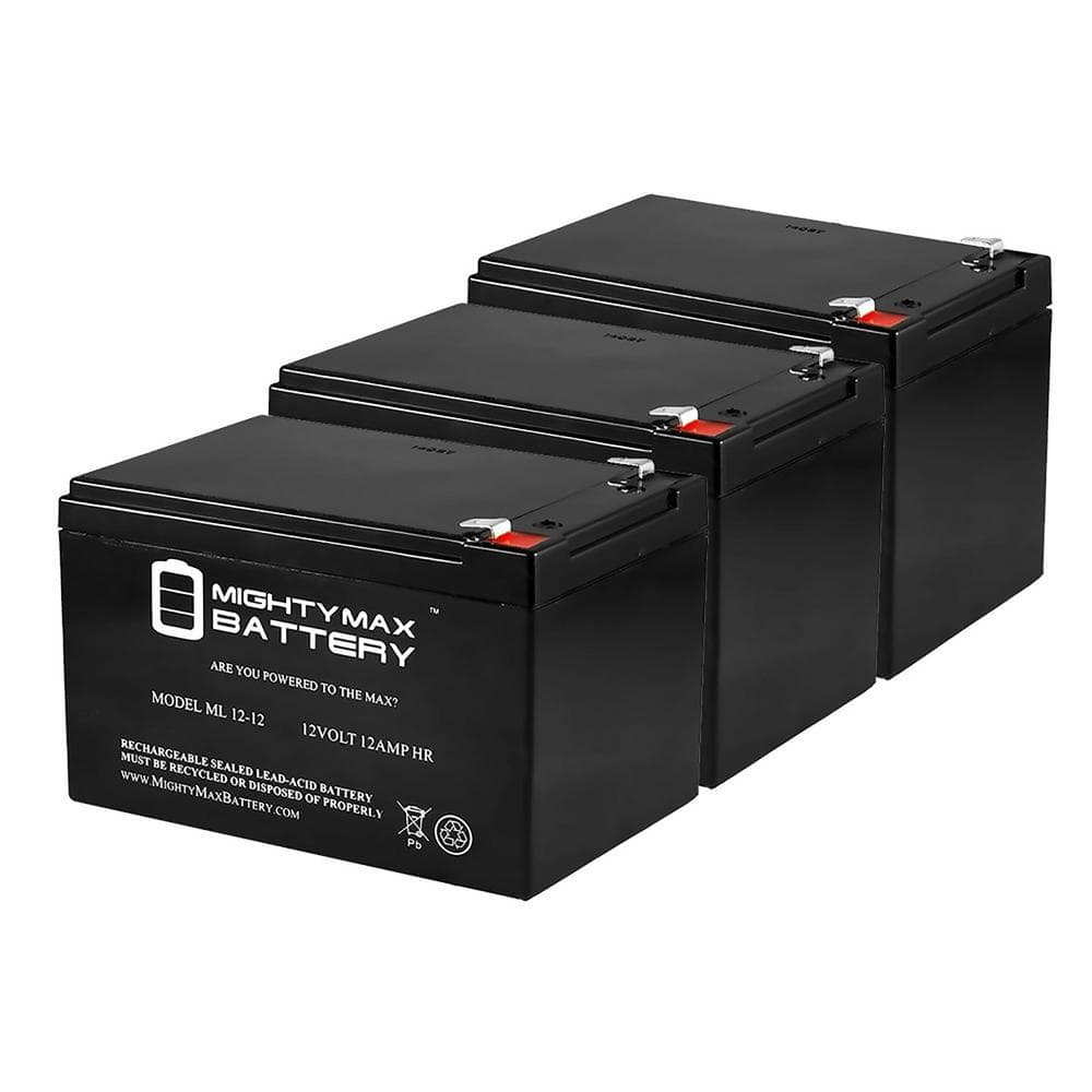 Ml12-12 - 12V 12Ah F2 SLA AGM Deep-Cycle Rechargeable Battery - 3 Pack