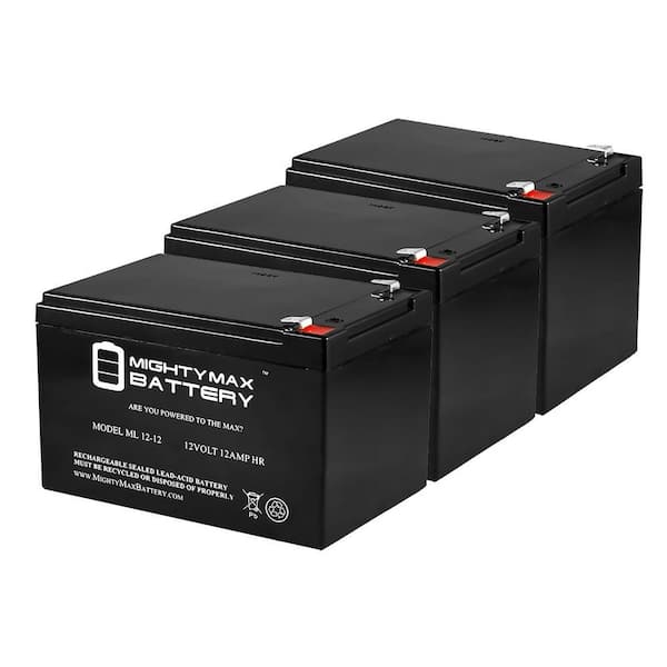 MIGHTY MAX BATTERY 12V 12AH SLA Replacement Battery for Altronix BT1212 - 3 Pack