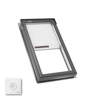 21 in. x 37-7/8 in. Fixed Deck Mount Skylight with Laminated Low-E3 Glass, White Solar Powered Room Darkening Shade