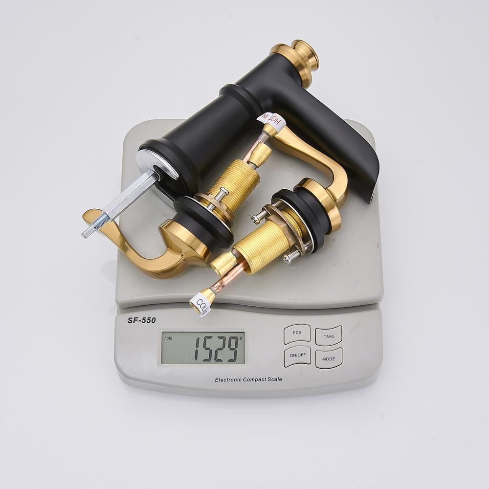 8-Inch Black and Gold Waterfall Widespread Bathroom Faucet