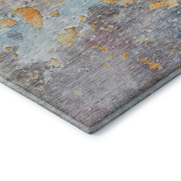 Mayfield Premium Machine Washable Abstract AMF1234 Granite 2 ft. 3 in. x 7 ft. 6 in. Runner Rug
