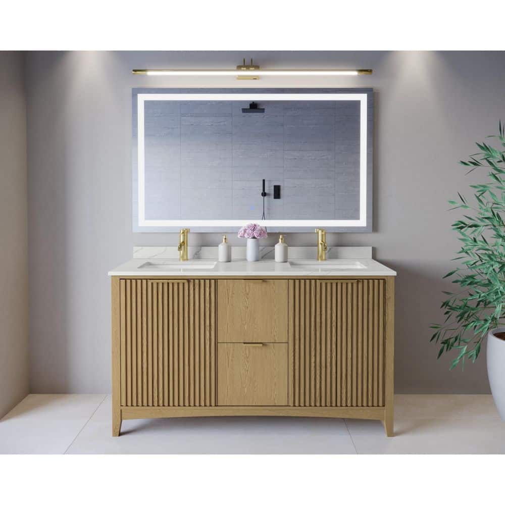 Palmilla 60 in. Double Freestanding Natural Oak Bath Vanity with Giotto Quartz Top Assembled price history on PriceWatchPro