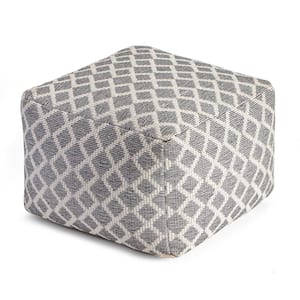South Grand Gray 22 in. x 22 in. x 16 in. Gray and Ivory Pouf