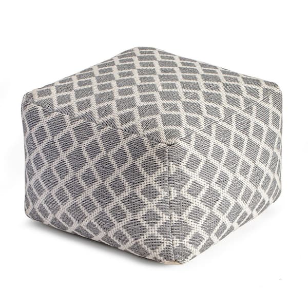Anji Mountain South Grand Gray 22 in. x 22 in. x 16 in. Gray and Ivory Pouf