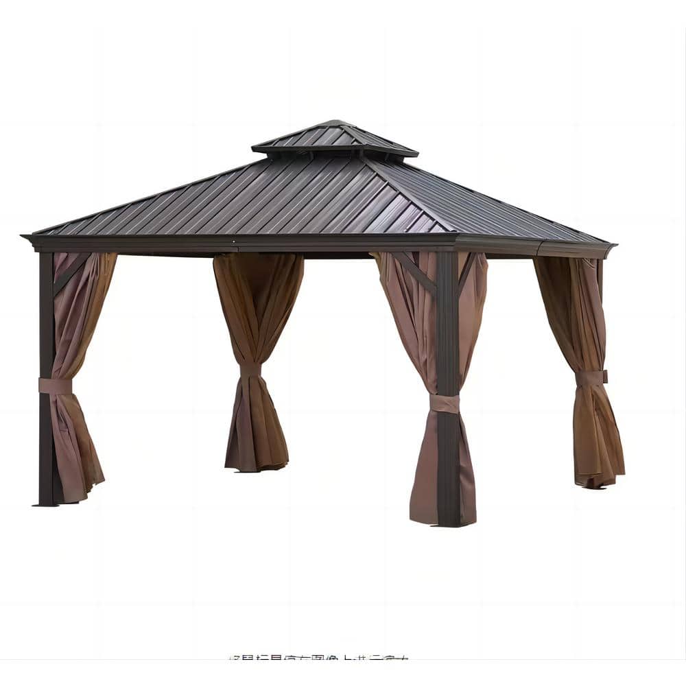 12 ft. W x 12 ft. L Outdoor Aluminum Gazebo Steel Canopy Outdoor Permanent 