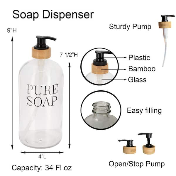 12 oz. Acrylic Square Soap Pump Dispenser Clear, 3 Sq. x 6-1/2 H | The Container Store