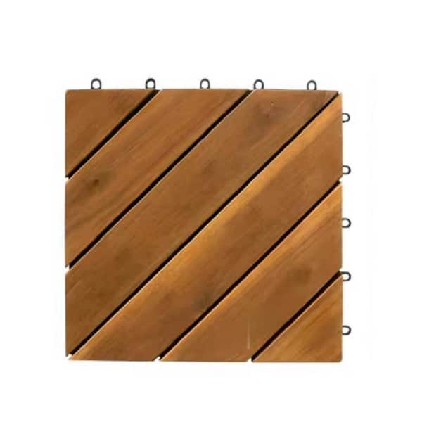 Pro Space 12 in. x 12 in. Square Acacia Wood Stripe Flooring Tiles in Brown (10-Pack)