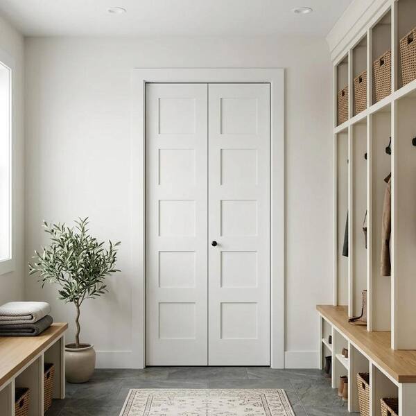 Krosswood Doors 24 in. x 80 in. Shaker 5-Panel Solid Core Primed