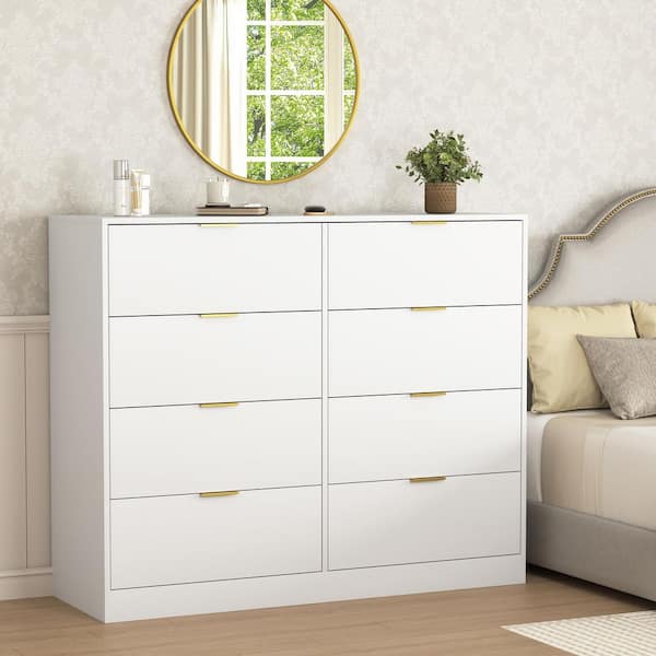 white and gold 8 drawer dresser Amerlife Kino 47.2