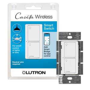 Caséta Wireless Smart Lighting Switch for All Bulb Types or Fans, PD-6ANS-WH, White