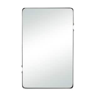 32 in. x 21 in. Rectangle Framed Black Wall Mirror with Thin Frame