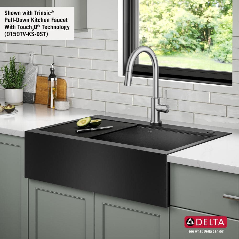 Black Stainless Steel Farmhouse Apron Front Single Bowl Sink
