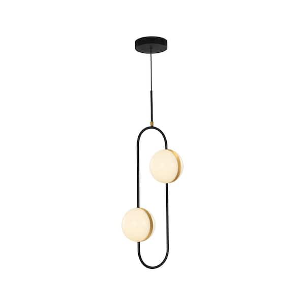 Tagliato 2 Head 1 Light 21-Watt Matte Black/Brushed Gold Integrated LED Pendant Light