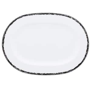 Black Rill 14 in. (Black) Porcelain Oval Platter